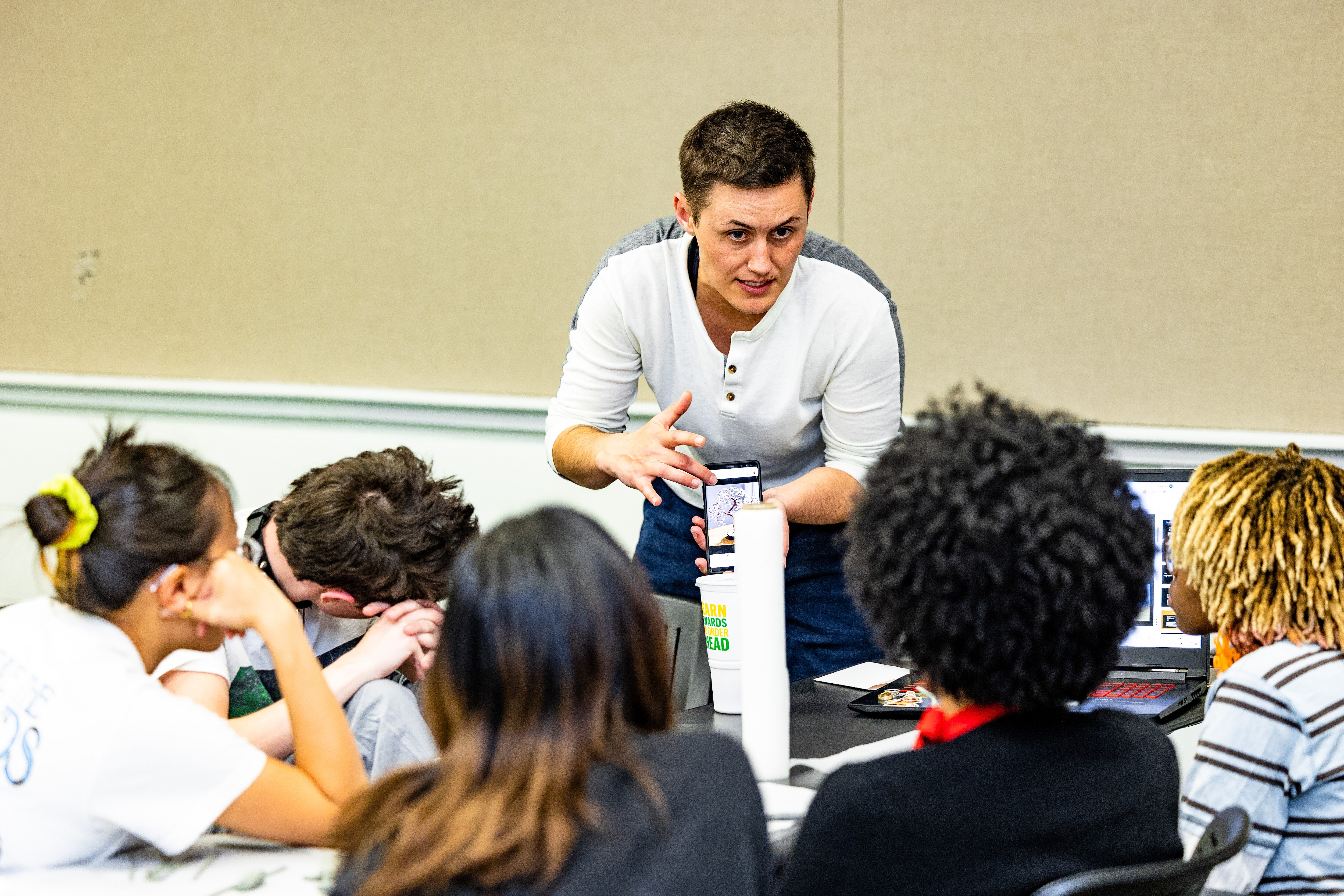 University of Memphis students collaborate on different ideas for the BlueOval City sculpture.